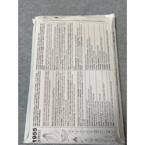 Simplicity 1955 Fairytale Wedding Dress Sewing Pattern Size Uncut 10.5" 11.5" 12 - Picture 3 of 4